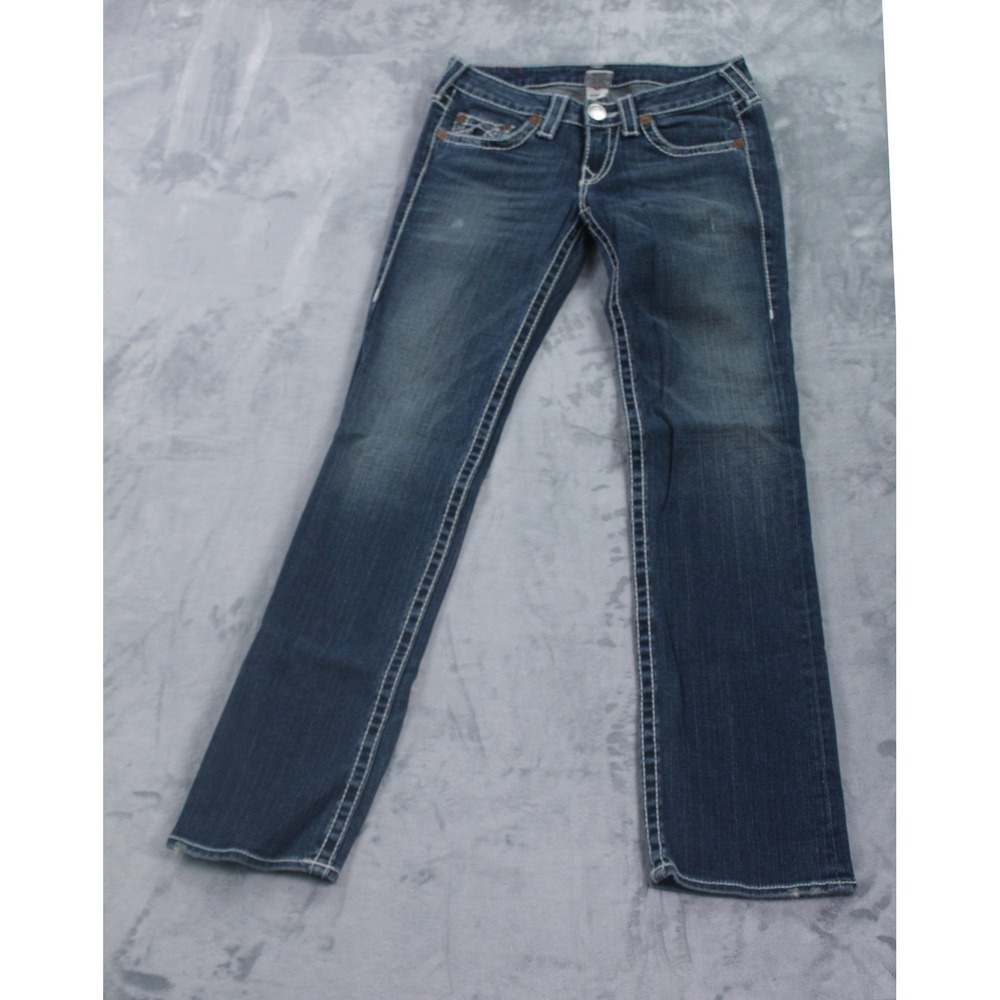 True Religion Johnny Big T Jeans Womens 28 Measures 30x32 Low Rise Straight Y2K